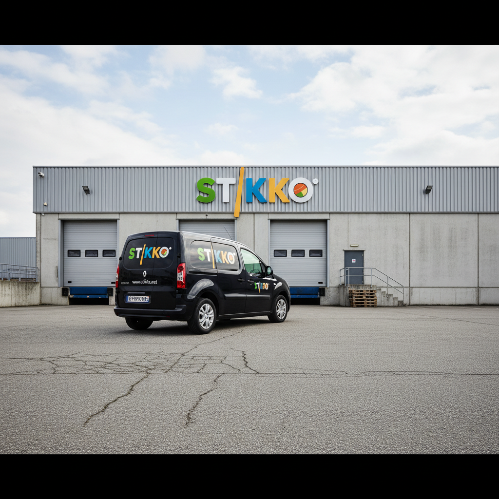 Armazém industrial STIKKO com carrinha branded